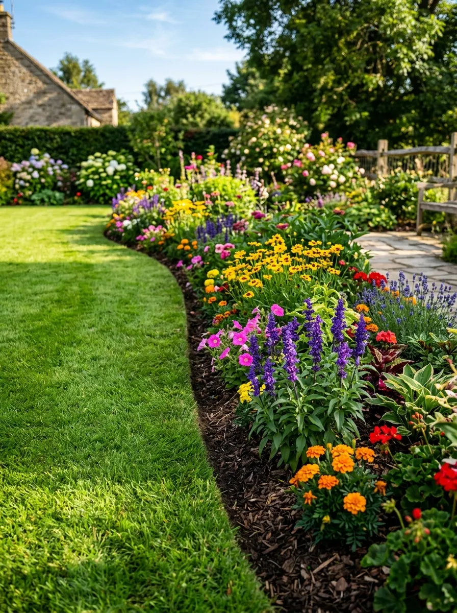 24 Gorgeous Front Yard Garden Ideas That Boost Curb Appeal Instantly 7 A freshly edged garden bed with sharp defined lines bordering a green lawn