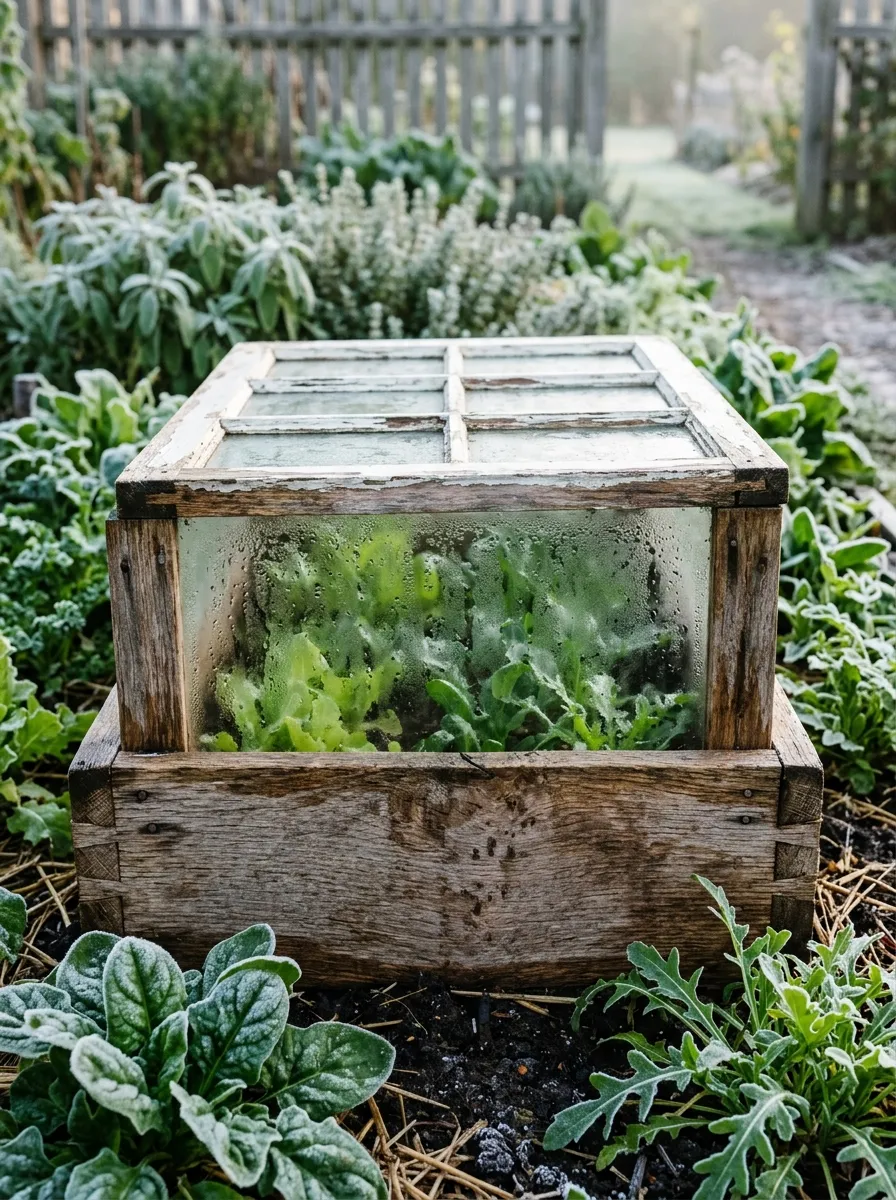 26 Amazing DIY Home Garden Ideas That Anyone Can Create on a Budget 13 A low wooden box frame topped with an old glass window, set over a bed of leafy greens in a garden