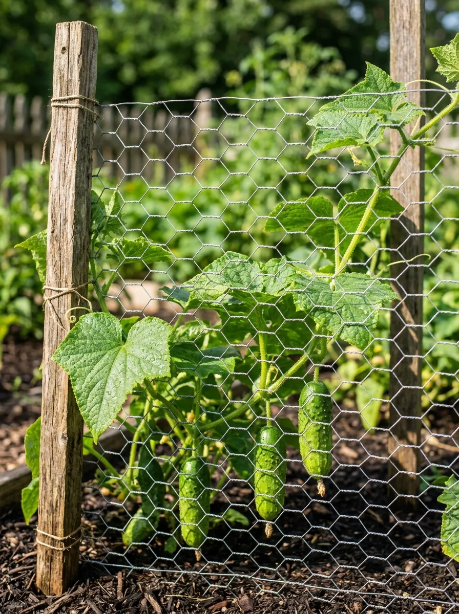 26 Amazing DIY Home Garden Ideas That Anyone Can Create on a Budget 23 A section of chicken wire stretched between two wooden stakes
