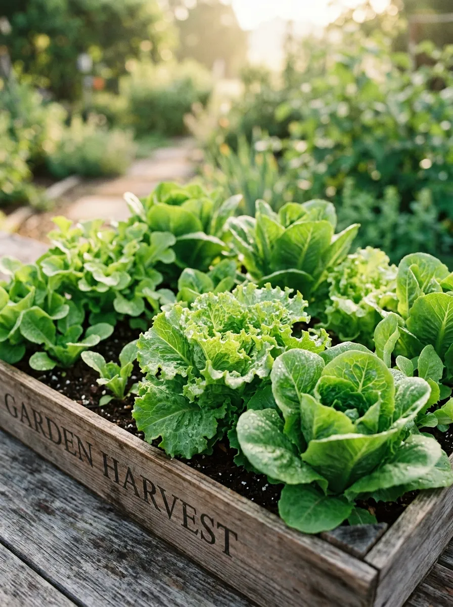 22 Easy Beginner Garden Ideas That Make Growing Plants Simple 16 A shallow container filled with leafy green lettuce at various growth stages