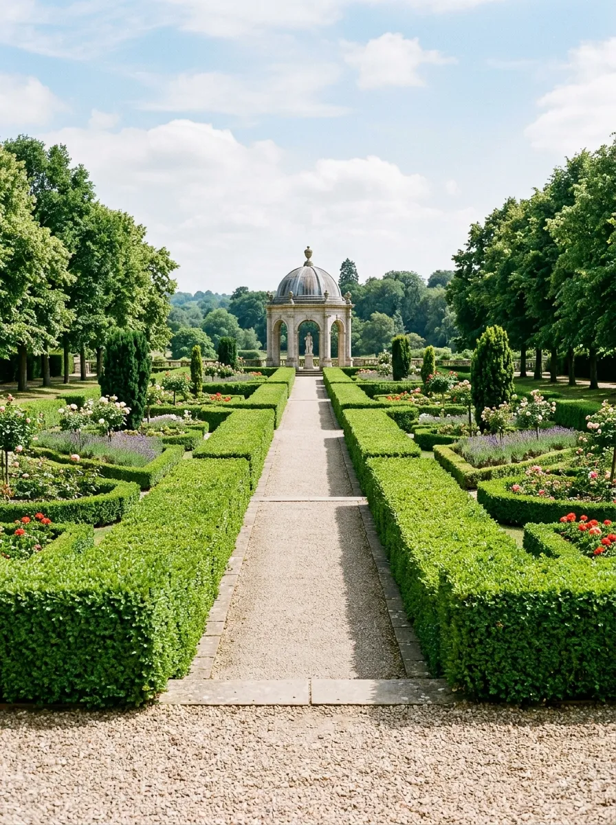 Add a Path Bordered by Low Boxwood Hedges
