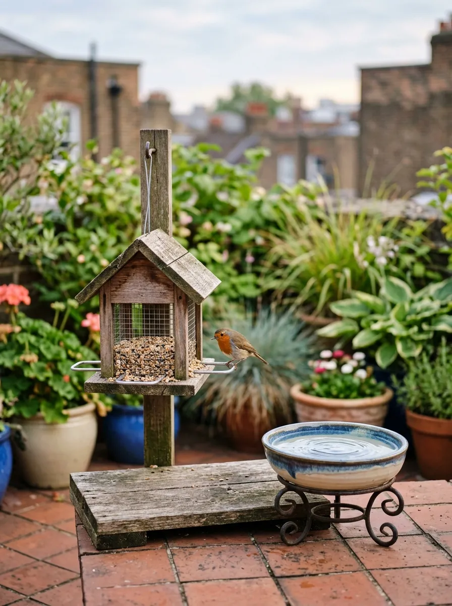 Bird Feeder and Birdbath Station