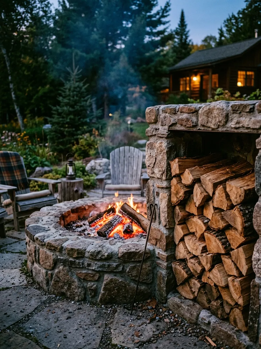 Build a Fire Pit With a Built-In Wood Storage Nook