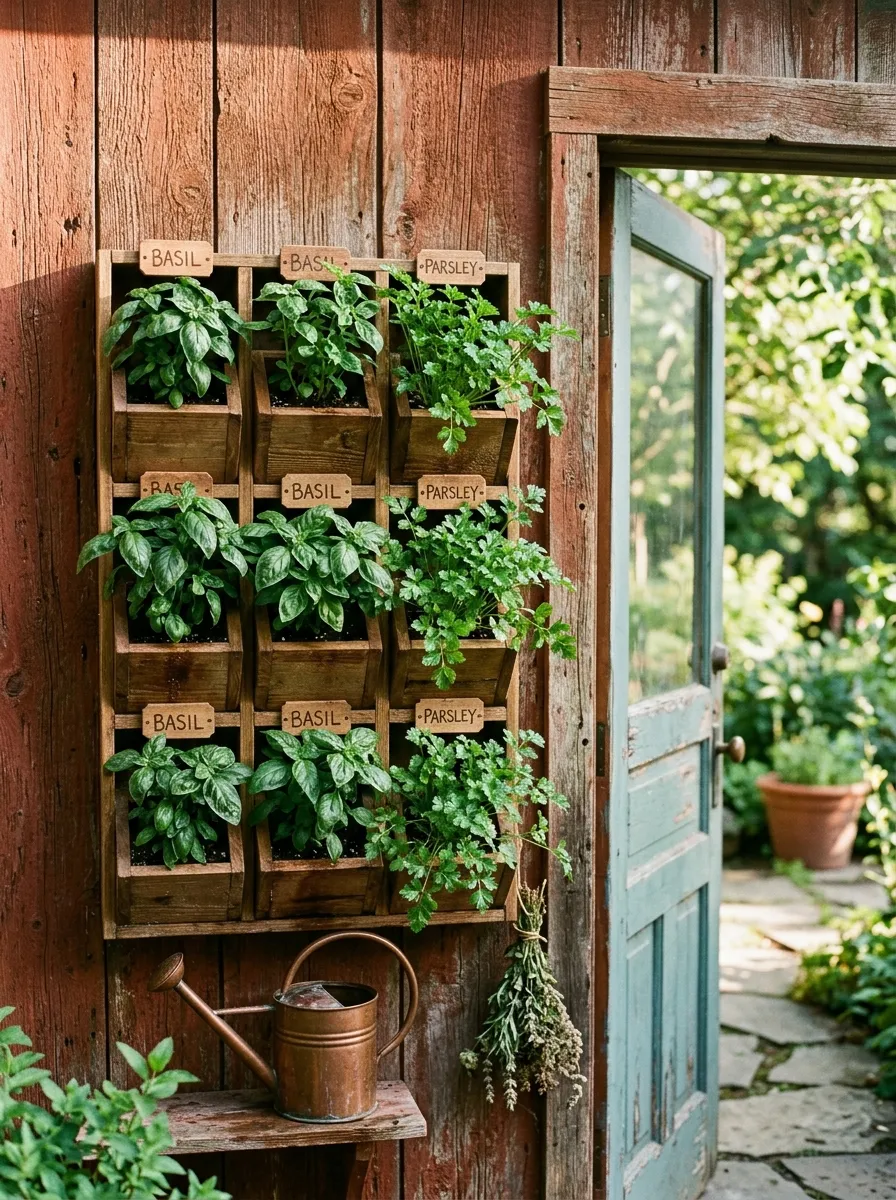 Create a Compact Herb Wall Near the Back Door