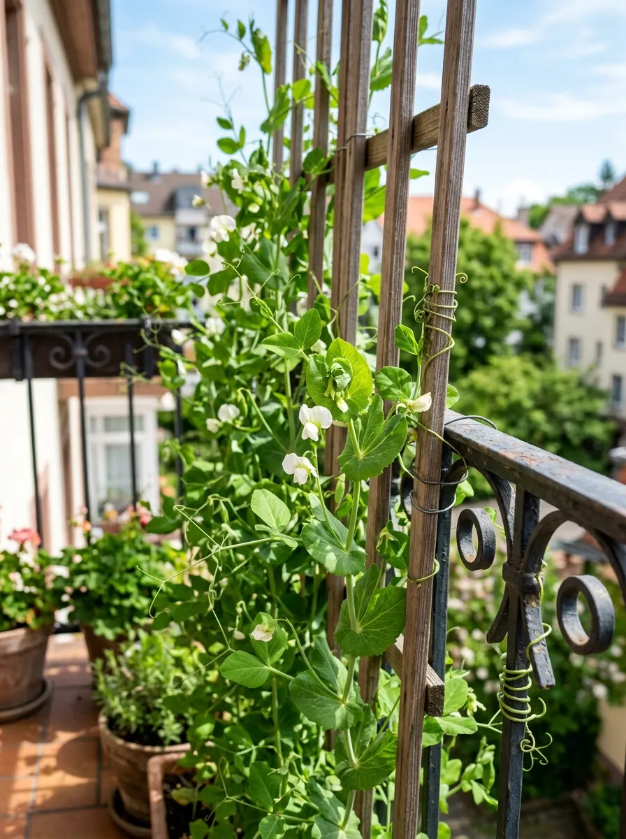 Grow Climbing Peas on a Balcony Trellis