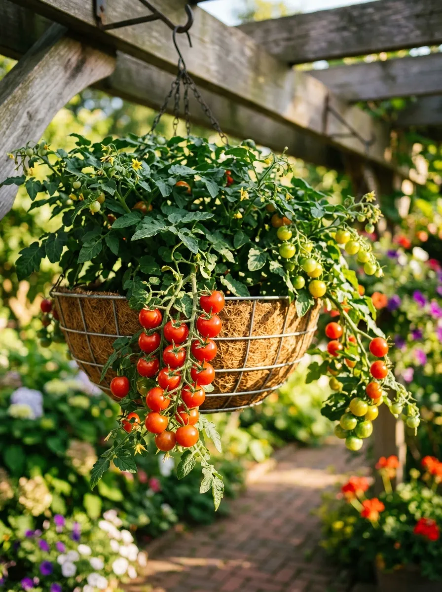 Grow Dwarf Tomatoes in a Hanging Basket
