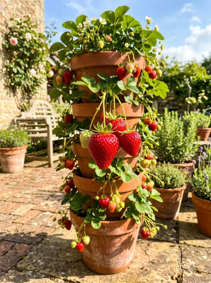 Grow Vertical Strawberries in a Stacked Planter
