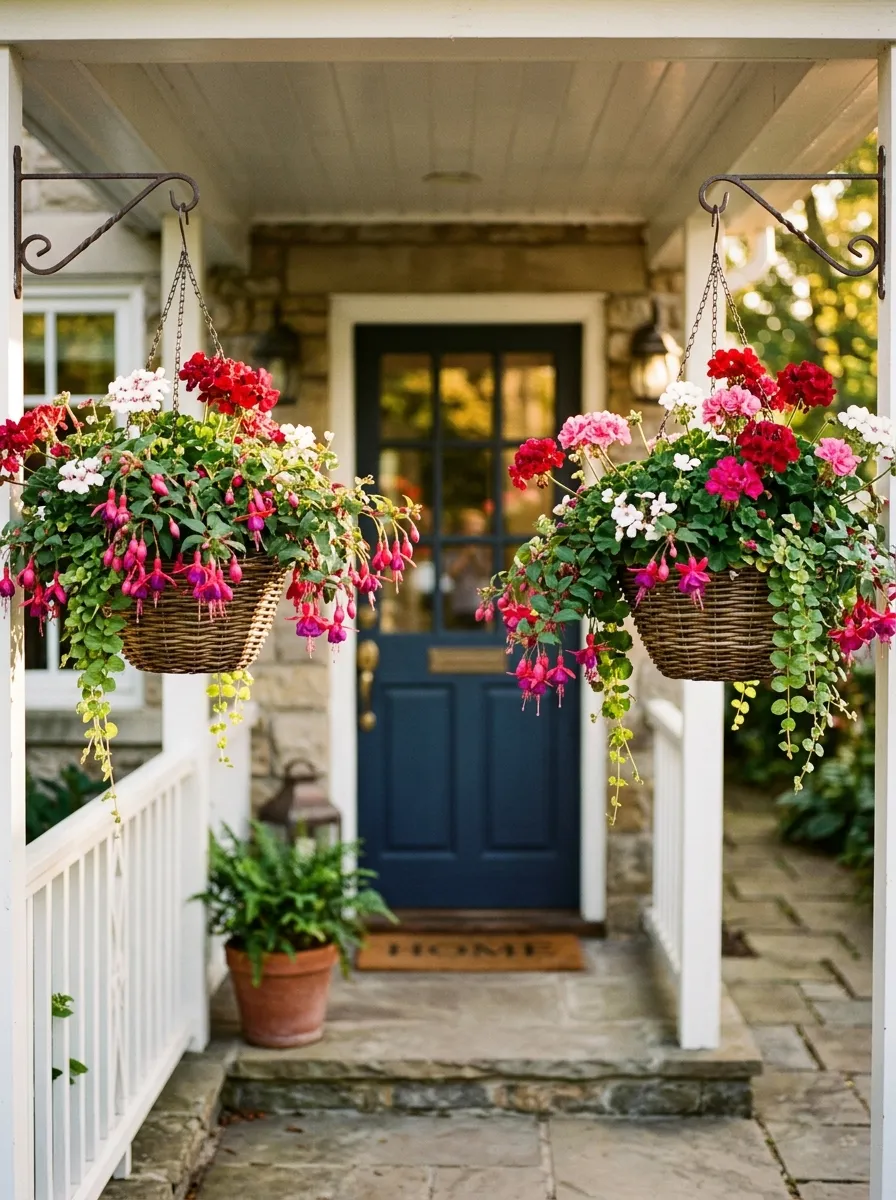 Hang Flowering Baskets by the Front Door