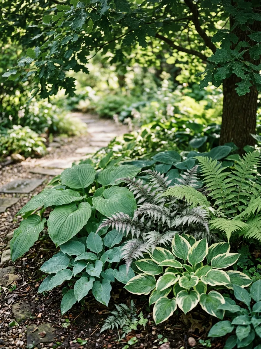 Hosta and Fern Combination Bed