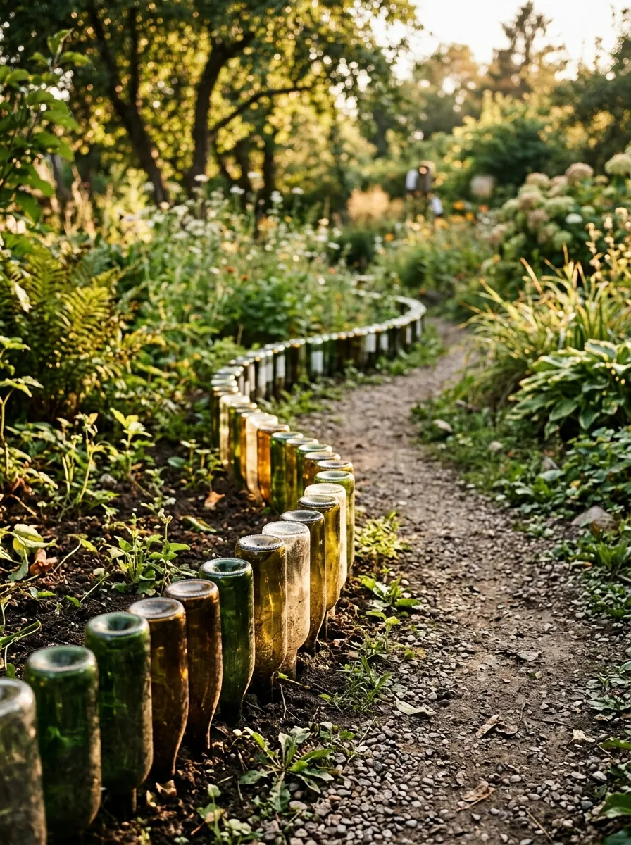 Line a Path With Repurposed Wine Bottles