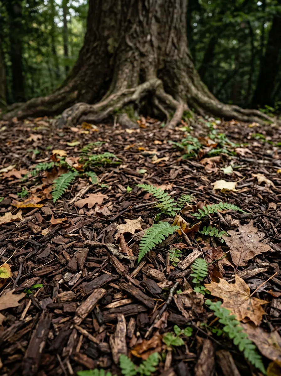 Mulch Bed with Woodland Feel