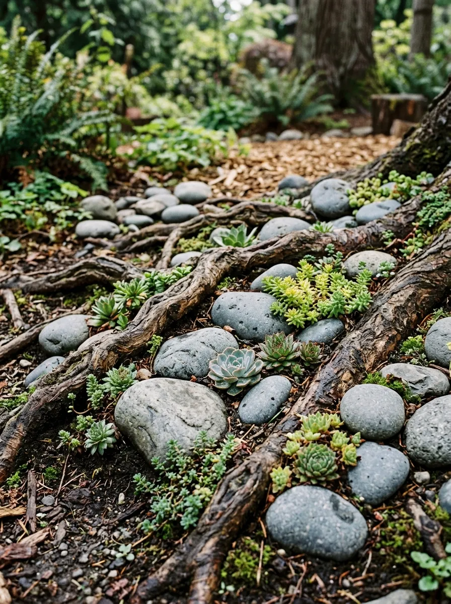 Rock Garden Under Tree Roots