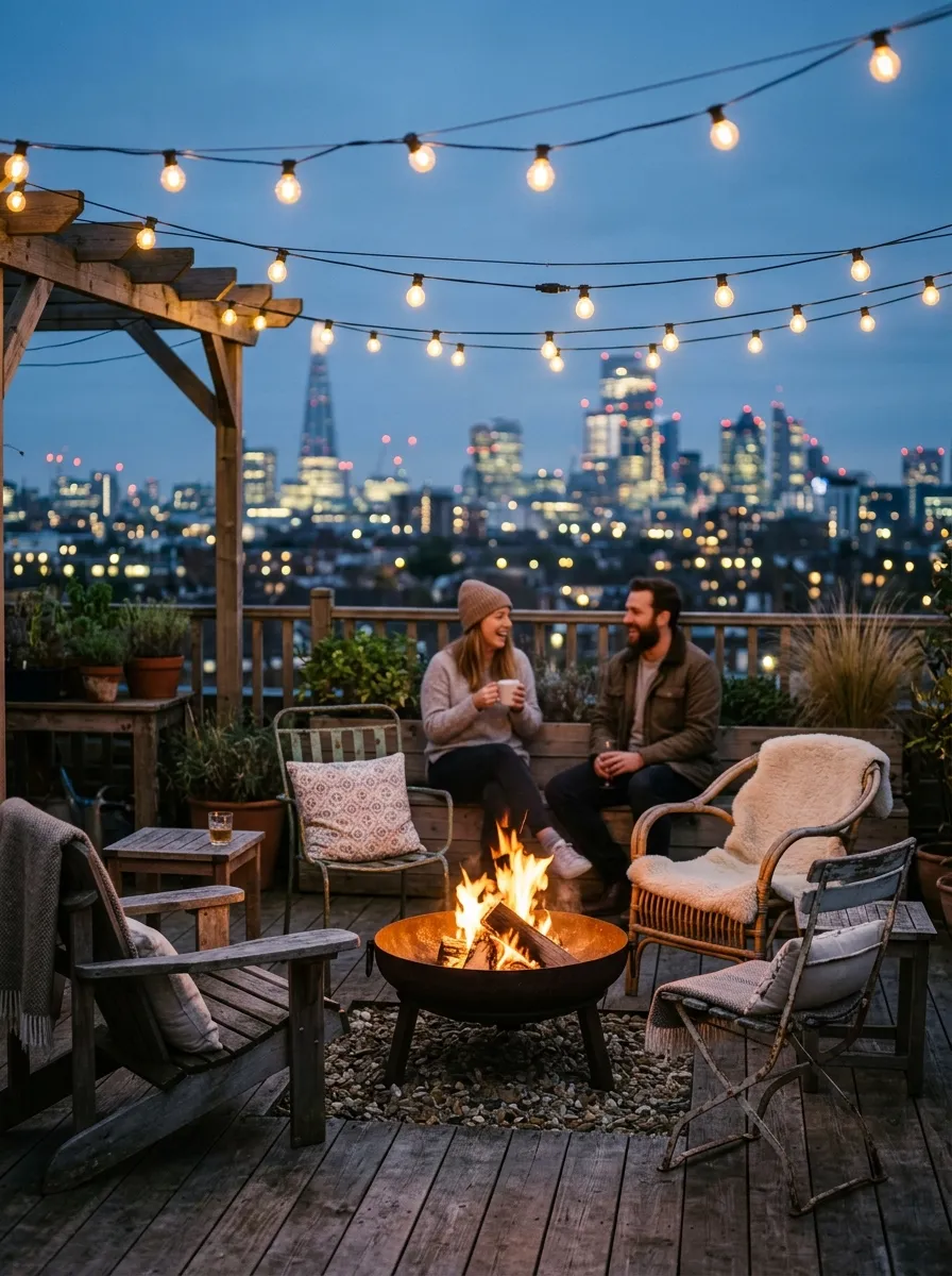 Rooftop Fire Pit Seating Area