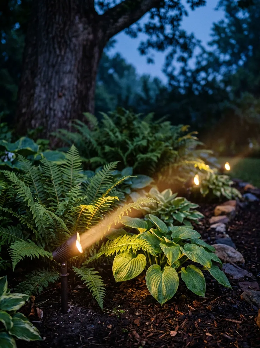 Shade Garden Lighting with Solar Spotlights