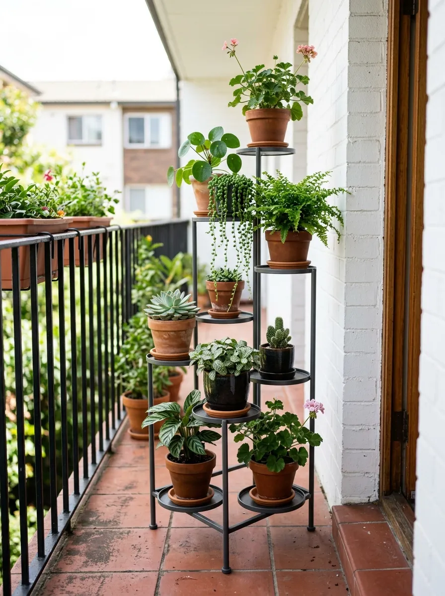 Stack Pots on a Vertical Plant Stand