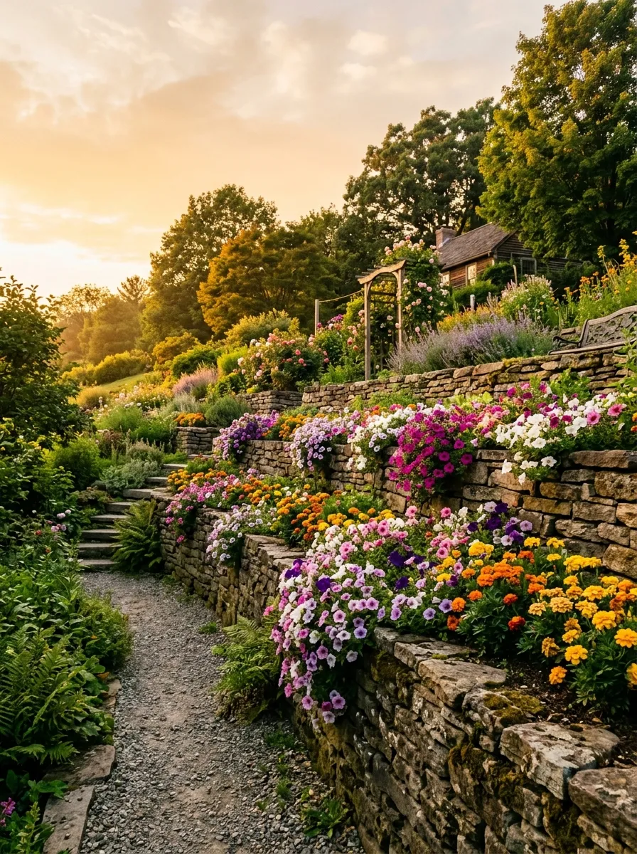 Turn a Slope Into a Terraced Flower Display