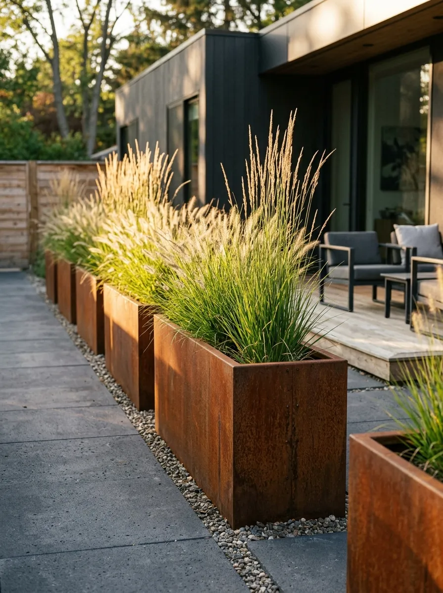 Use Corten Steel Planter Boxes